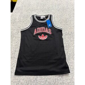 Adidas Originals Boys Black Mesh Basketball Jersey Tank Top Trefoil  Size L